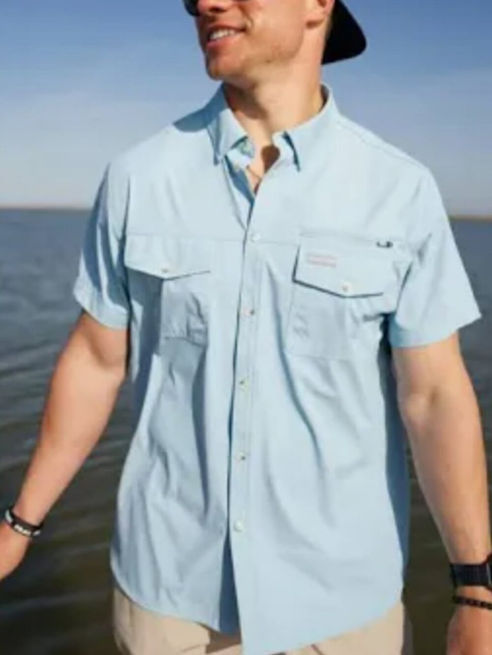 Burlebo Performance Fishing Shirt Light Blue SIZE LARGE